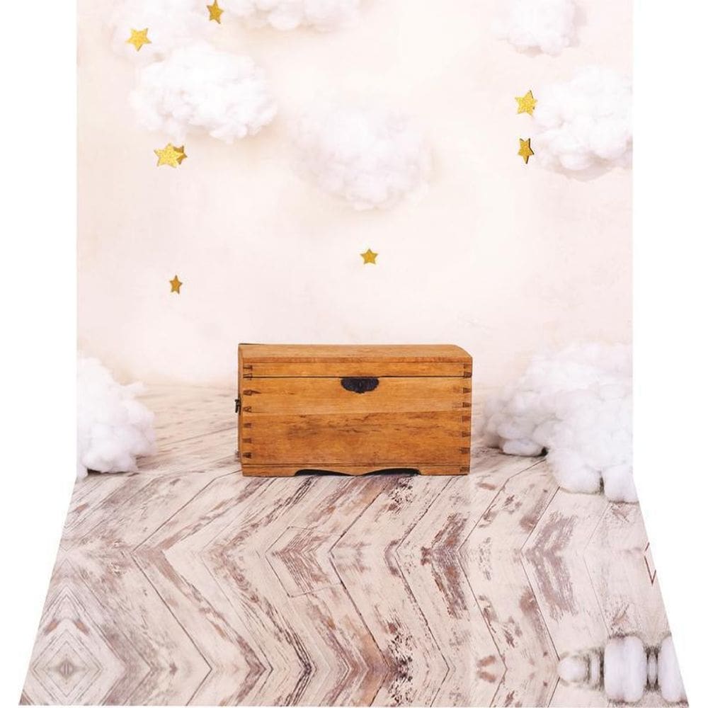 Fundo Fotográfico Newborn Em Tecido Baú Nuvens 1,50X2,50