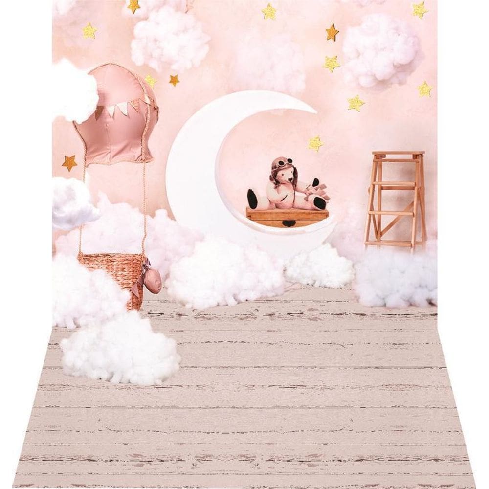 Fundo Fotográfico Newborn Em Tecido Ursinho Na Lua 2,20M