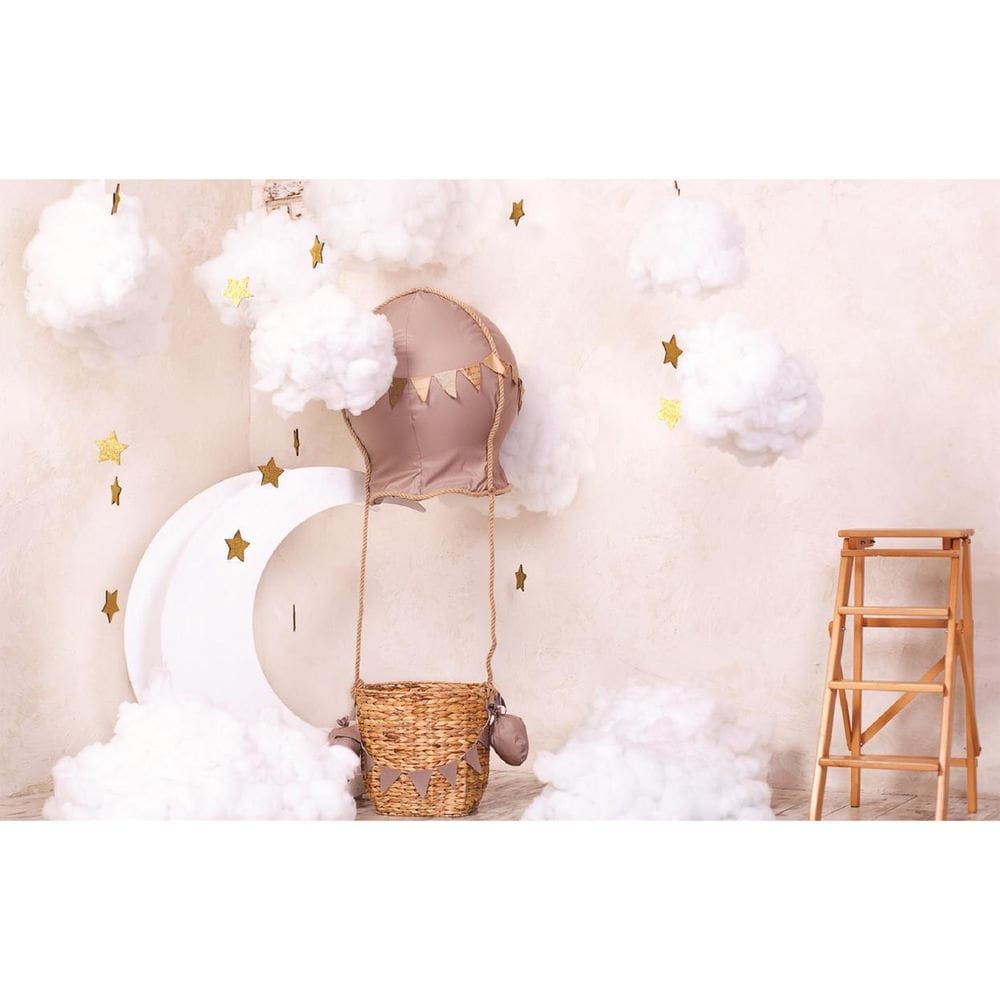 Fundo Fotográfico Em Tecido Balão Nuvens  2,20 X 1,50