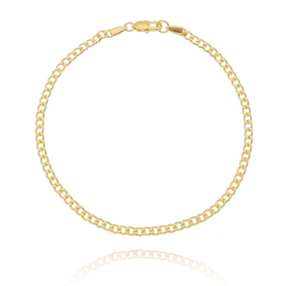 Pulseira Masculina Fina Elo Groumet Folheado Em Ouro 18K