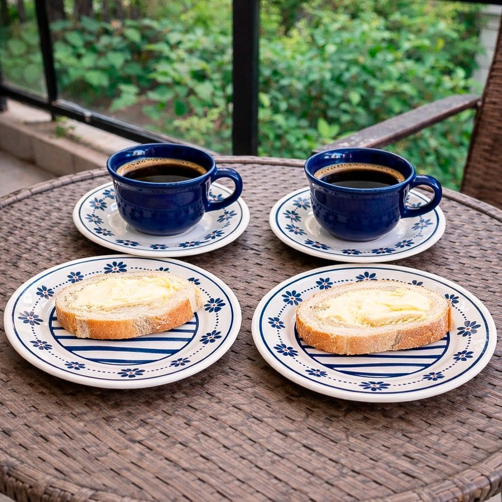 Café Lanche Oxford Donna Margaridas Jogo Kit 20pçs 10Pessoas