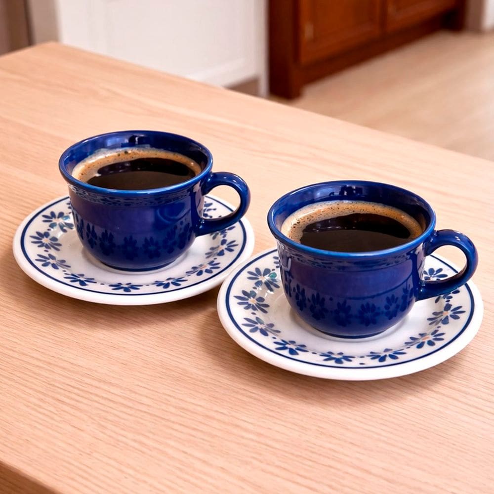 Xícaras Pires Oxford Donna Margaridas Jogo Kit 6pçs 200ml