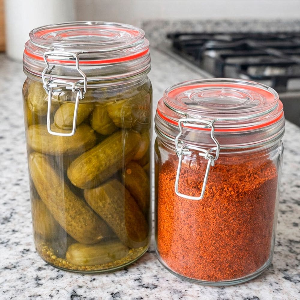 Potes Hermético Mantimentos Vidro Cozinha 1L 450ml Kit 12pçs