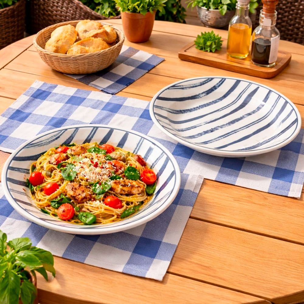 Pratos Raso Jantar Oxford Donna Margaridas De 24cm Jogo 8pçs