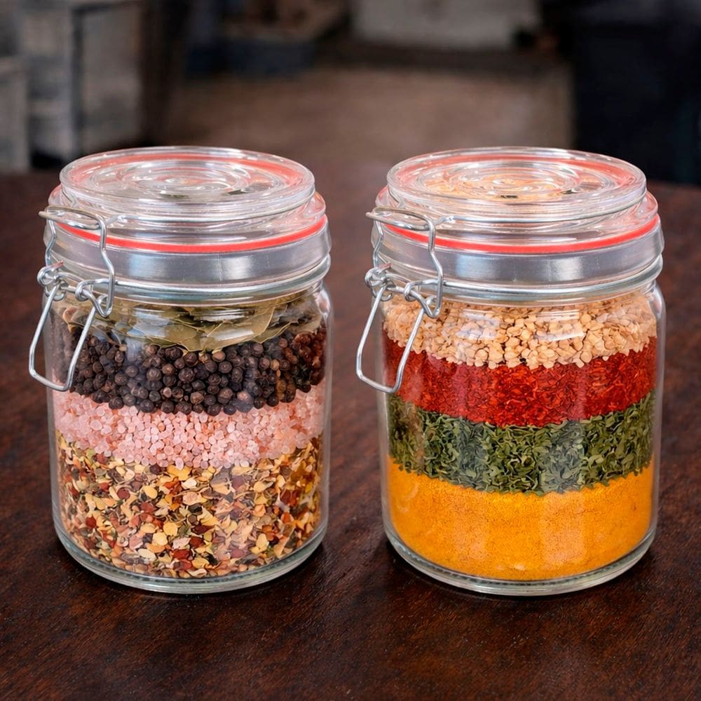 Potes Hermético Mantimentos Trava Metal Vidro Kit 10pç 750ml