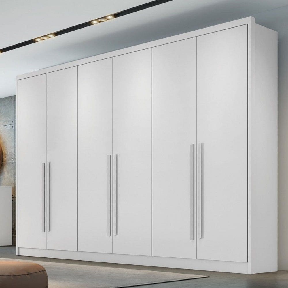 Guarda-Roupa Casal Brest 6 Portas 6 Gavetas 100% Mdf Neve - Pnr Móveis