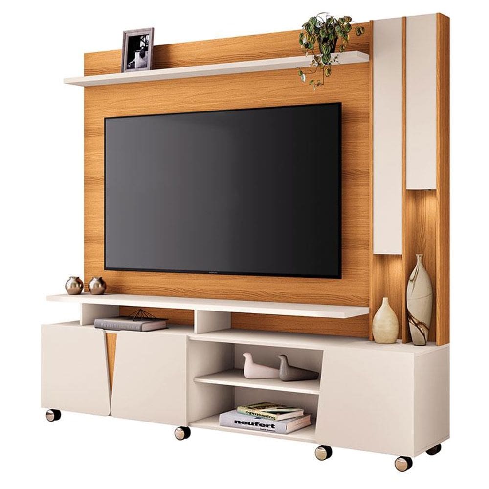 Estante Home Theater Virtus Cinamomo Off White - HB Móveis