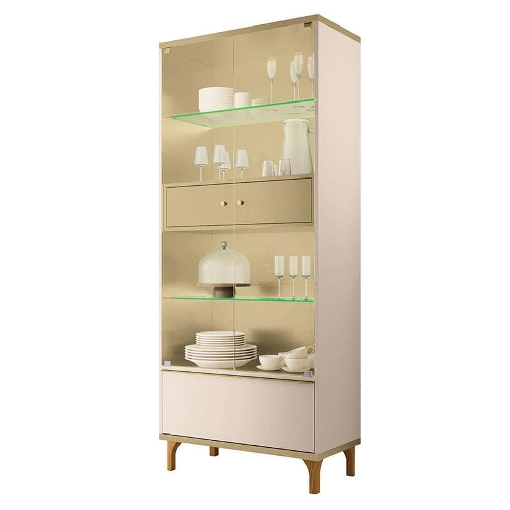 Cristaleira Lumina Off White Champanhe - HB Móveis