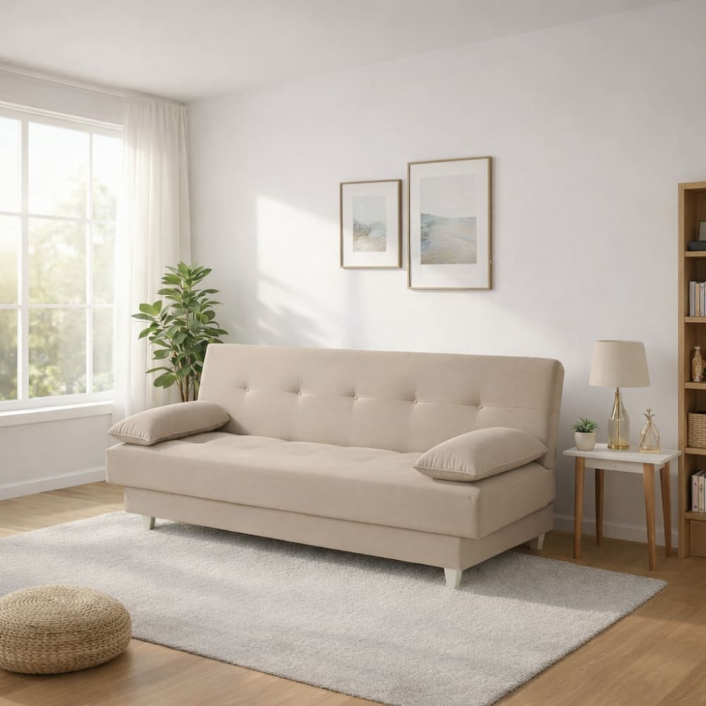 Sofá Cama 3 Lugares Casal Reclinável Suede com Almofadas