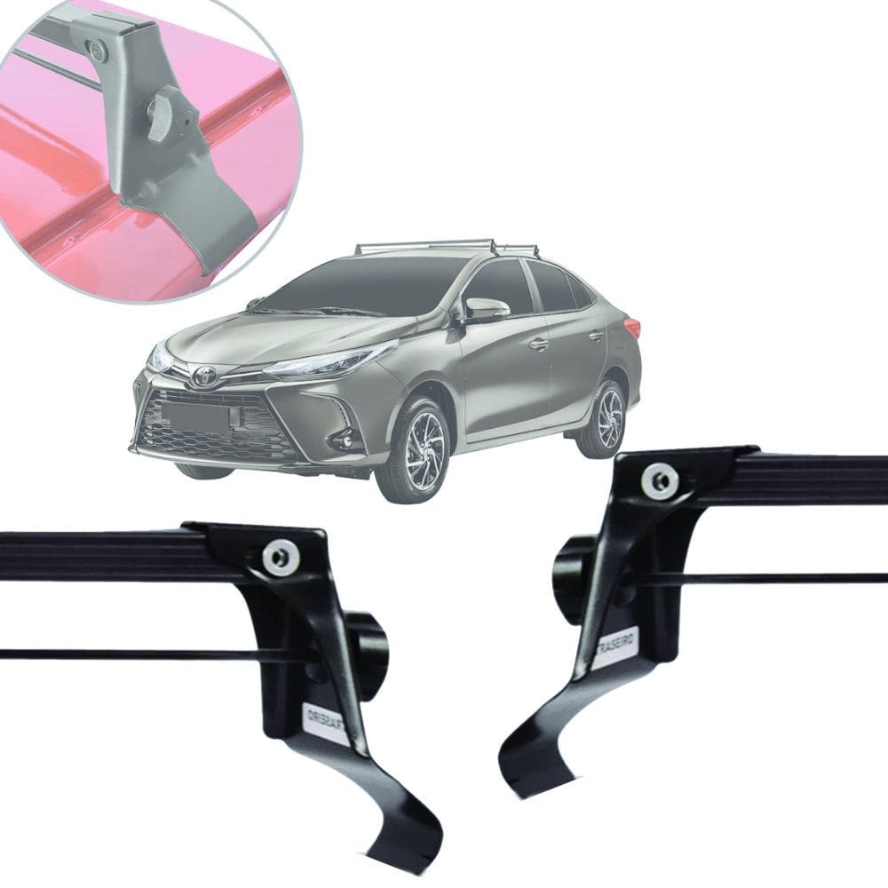Rack de Teto Vhip Fix.Porta Toyota Yaris Sedan 2020 até 2026