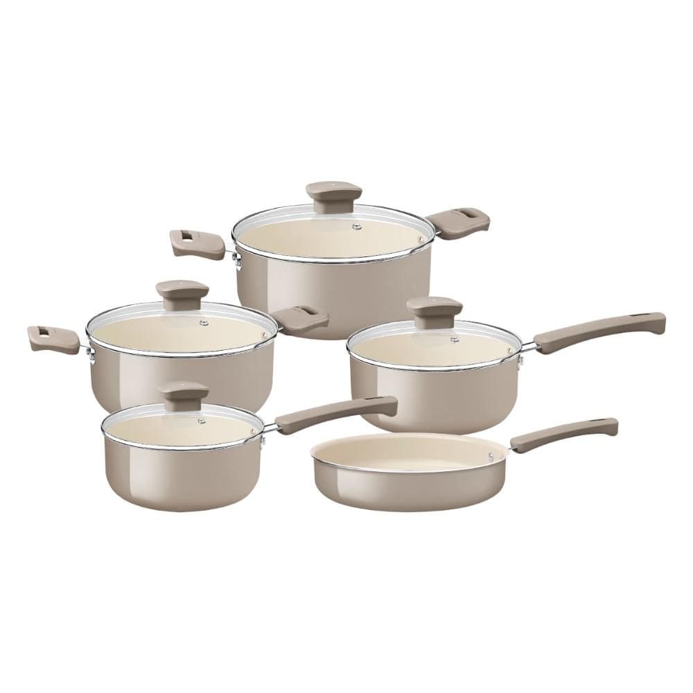 Jogo de Panelas Tramontina Veronese Alumínio e Cerâmica Bege 5 Peças