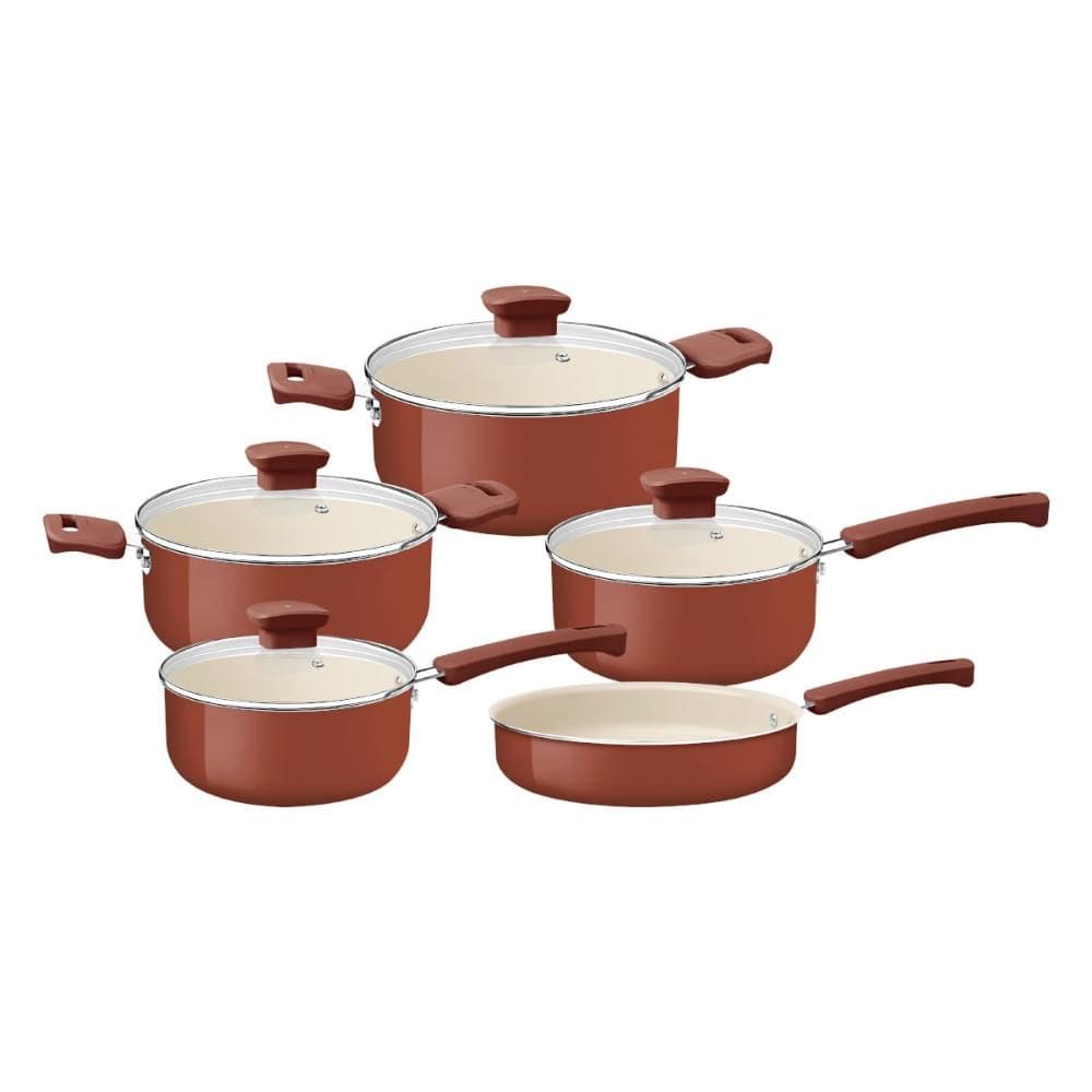 Jogo de Panelas Tramontina Veronese Alumínio e Cerâmica Argila 5 Peças