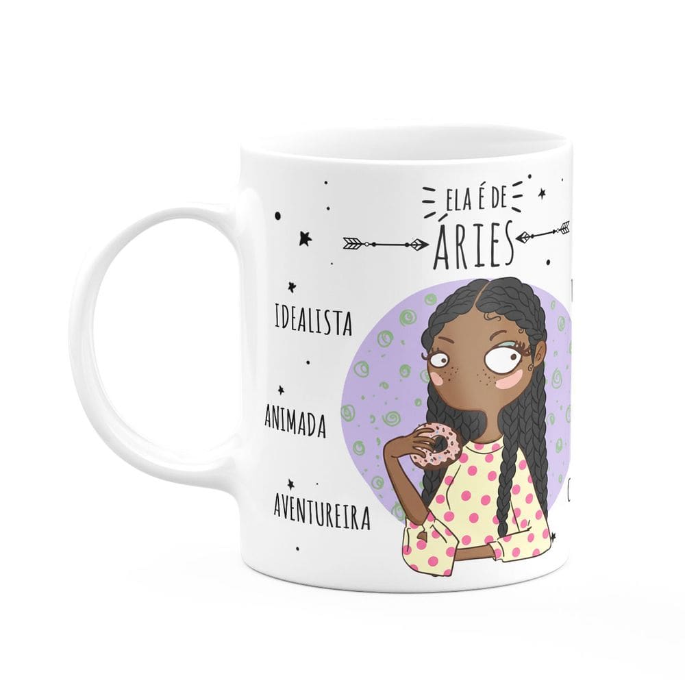 Caneca Signos Cartoon - Ela é de Áries - M2 - 325ml