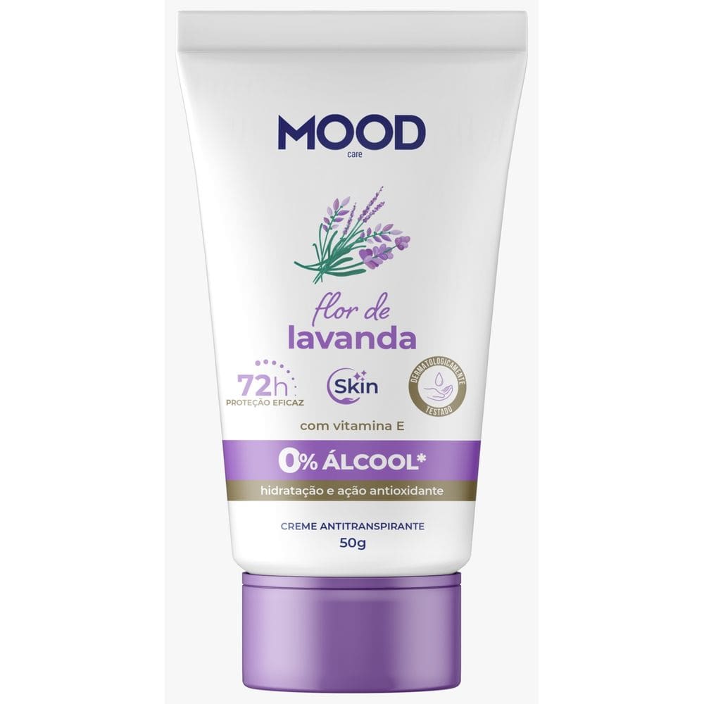 Antitranspirante Skin 0% Alcool Creme Lavanda Mood Care 50g/72h Para Peles Sensíveis