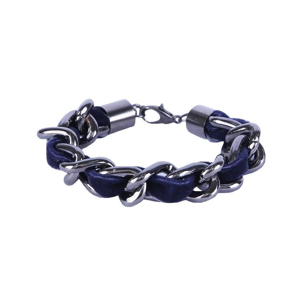 Pulseira Armazem Rr Bijoux Corrente Com Tecido Azul Marinho
