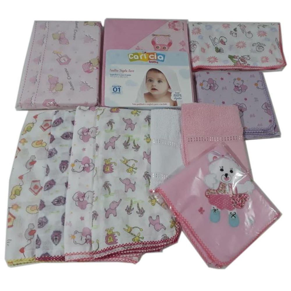 Kit Fraldas Cueiros Travesseiro Lavabos 19 peças Menino