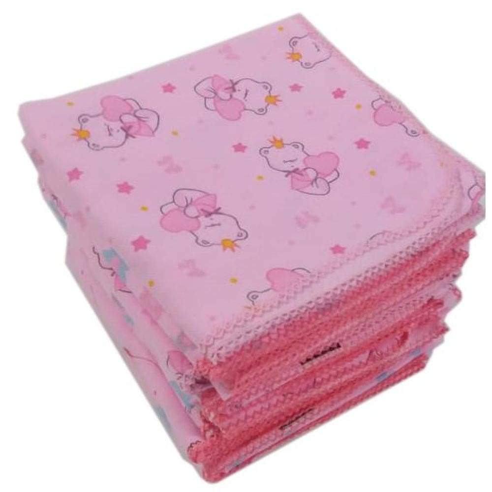 Kit 10 Fraldas 70x70cm e 10 Cueiros 80x80cm para menina