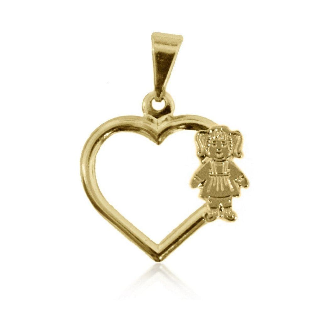 Pingente Folheado Coração Vazado Menina