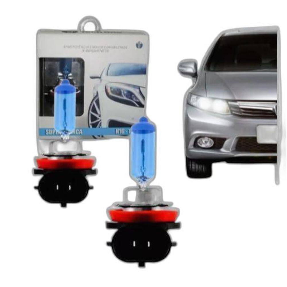 Par Lampada Super Branca H16 19W 12V 8500K Tech One Xenon
