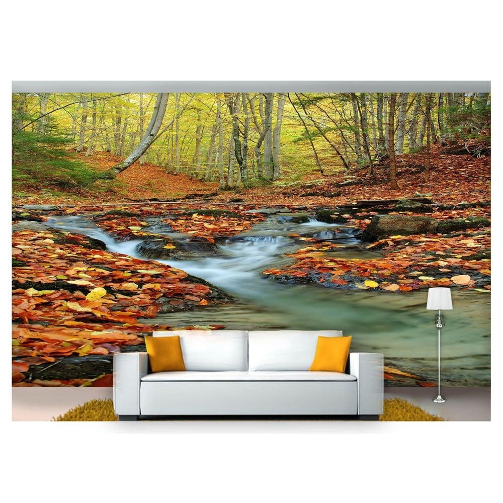 Papel De Parede Cachoeira Natureza Outono 3D 6M² Nch115