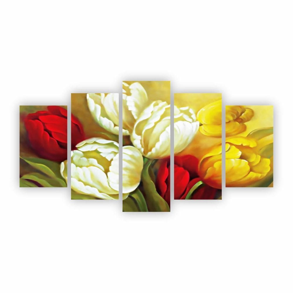 Quadro Canvas Pintura Rosas E Flores Coloridas 155X80Cm