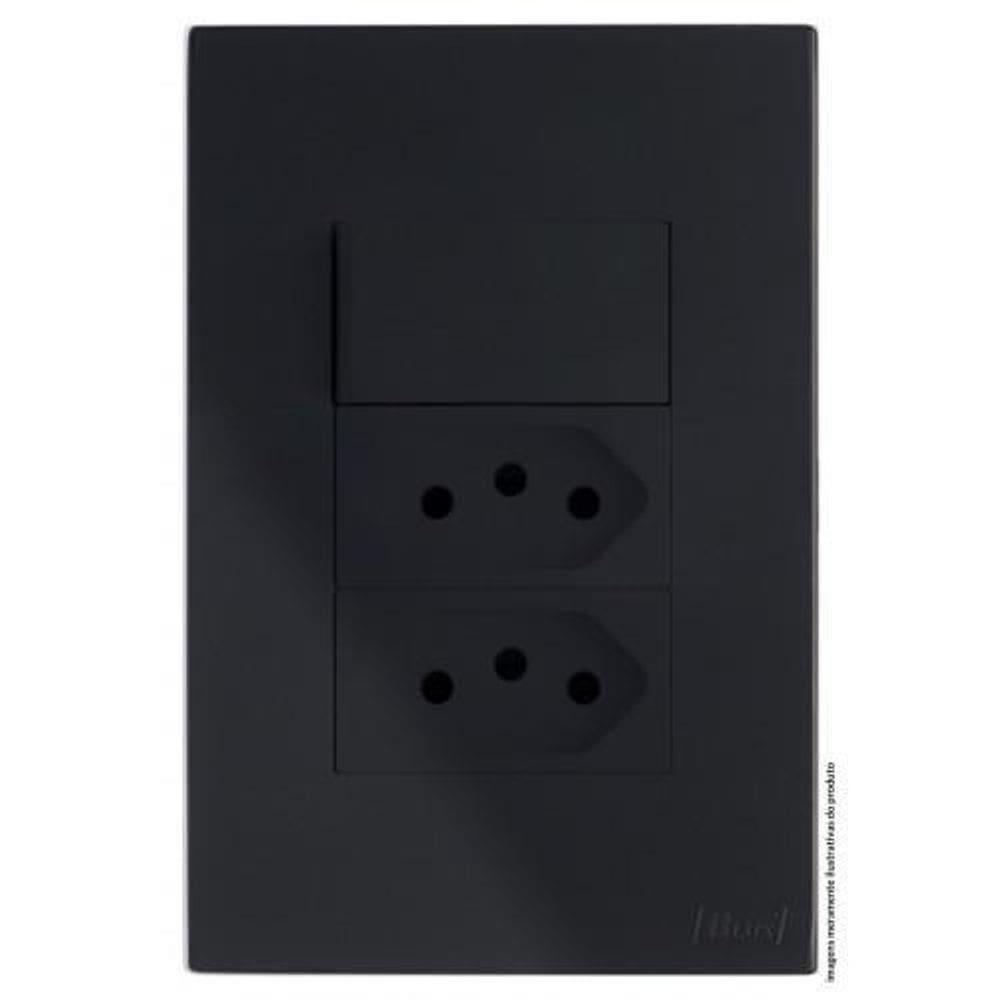 Kit Interruptor Simples + Tomada Dupla 20A 4X2 Brs12289-0Bk