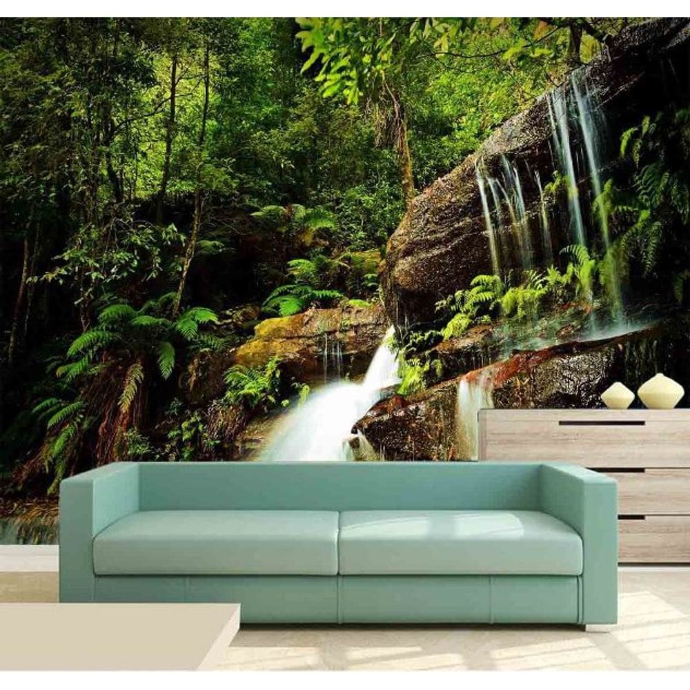 Papel Parede Painel Fotográfico Cachoeira 3D 3,75M² Na 035