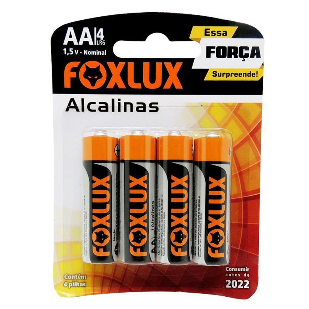Pilha Alcalina Aa Foxlux 1,5 V Cartela 4 Pilhas