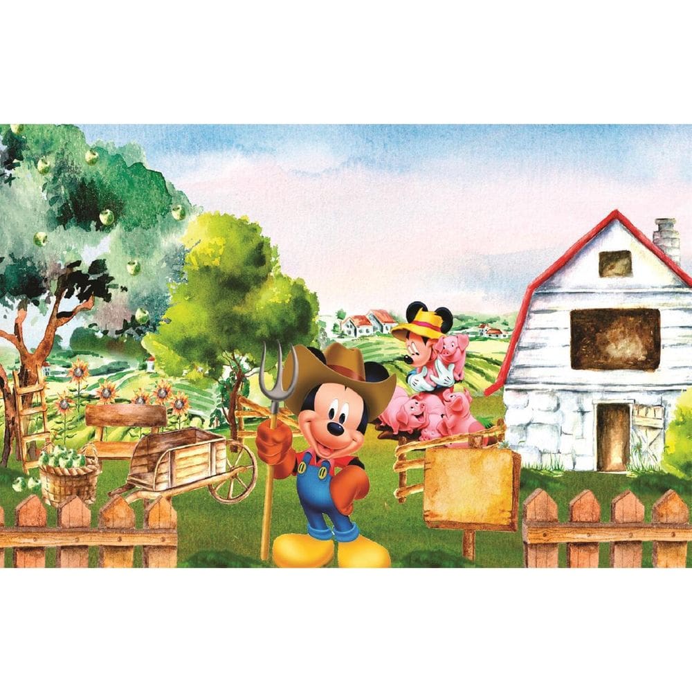 Fundo Fotográfico Em Tecido Fazenda Mickey 2,20X1,50