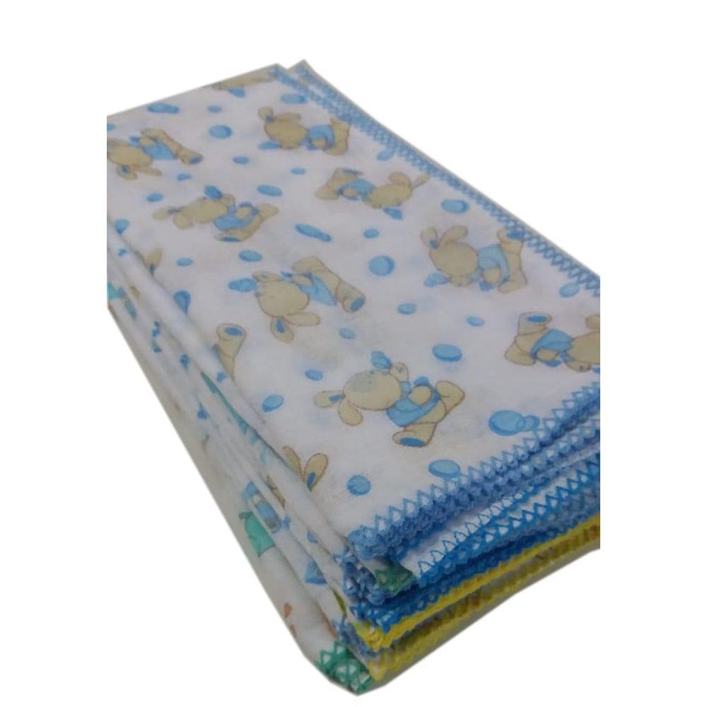 Kit 40 Fraldas De Pano Estampada Algodão com crochê Menino