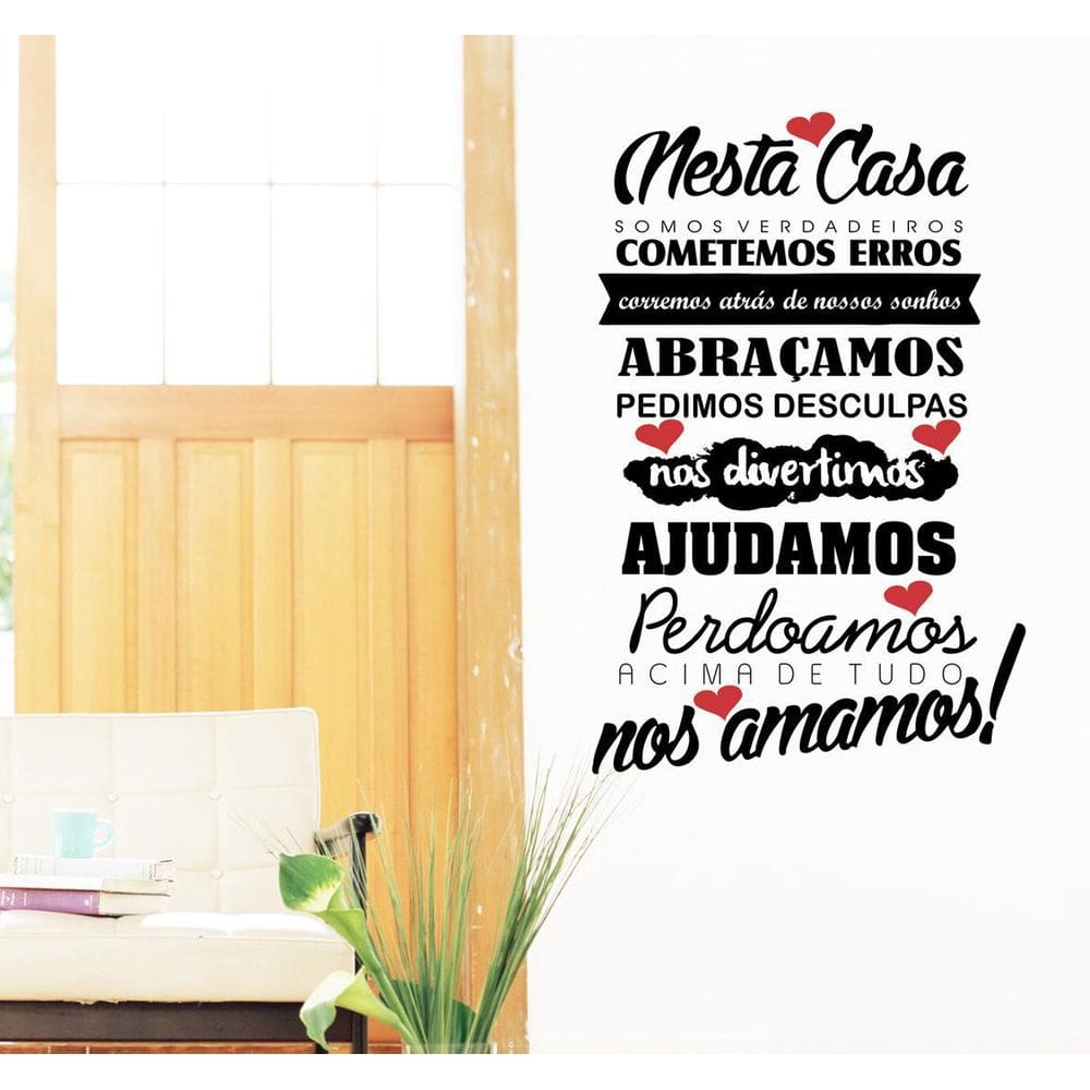 Decoração de parede Frase Nesta Casa com coração amamos