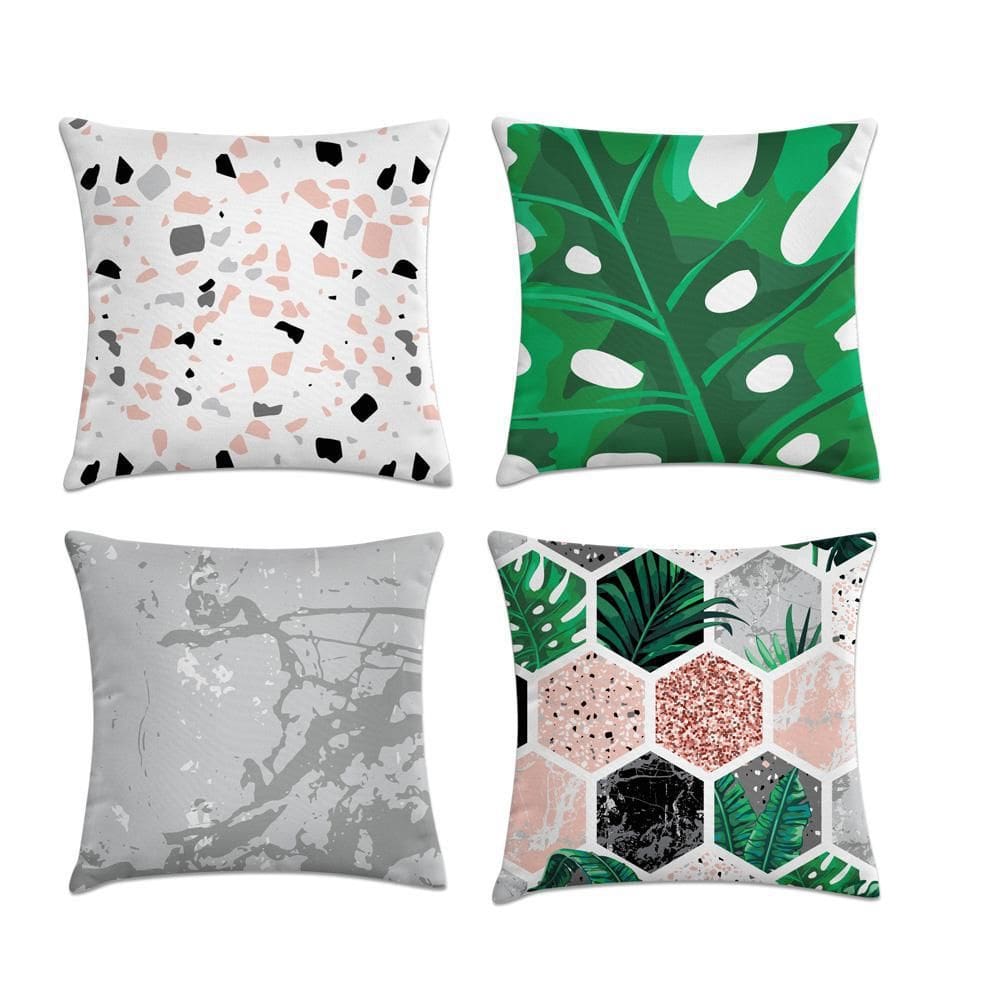 Kit 4 Capas Almofadas Hexagonos Floral 45X45