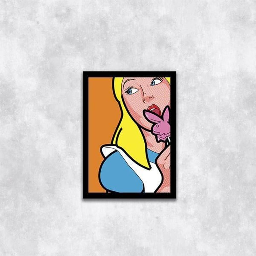 Quadro Alice Sexy 45X34Cm - Com Vidro Moldura Preta