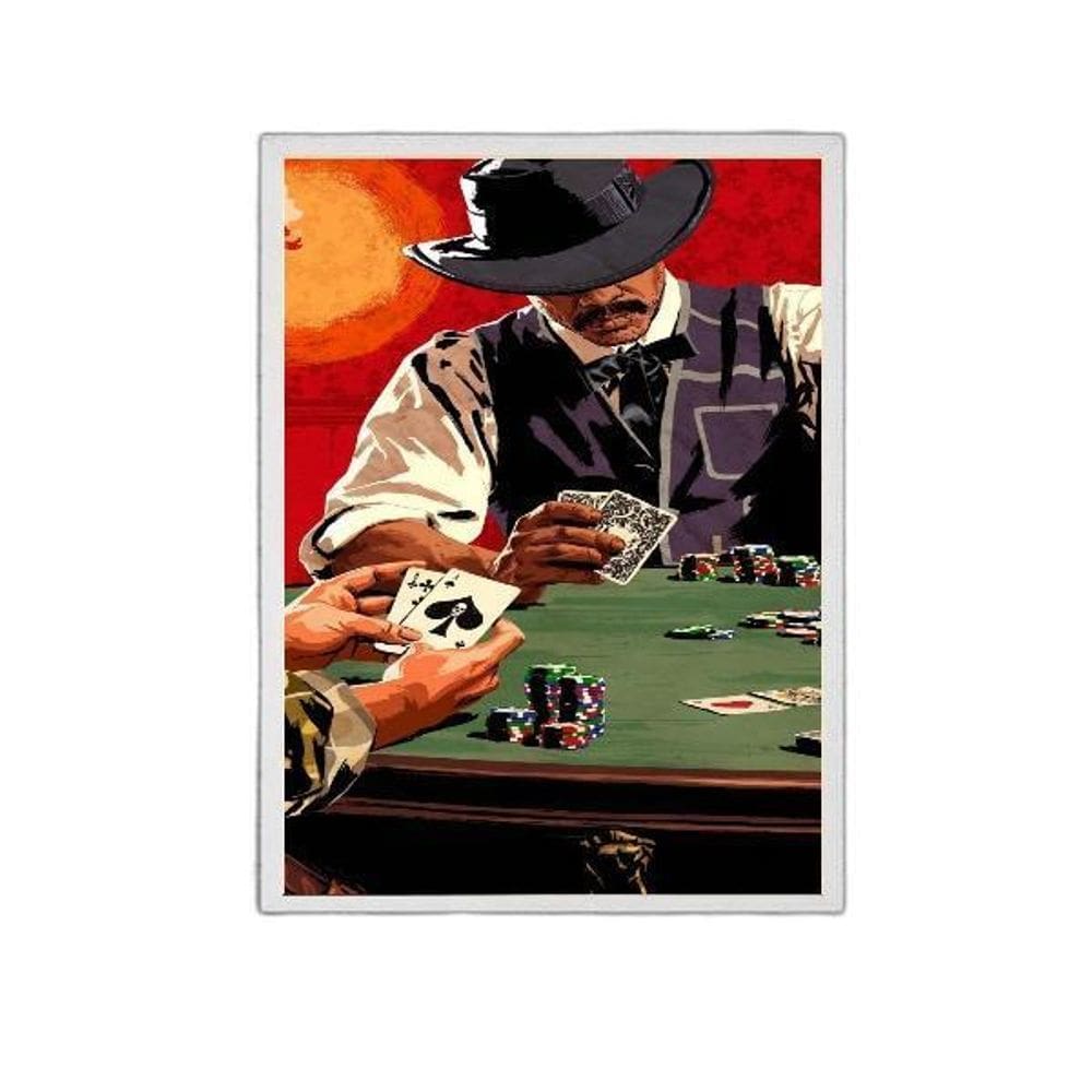 Quadro Jogatina Poker Night 45X34Cm Moldura Branca