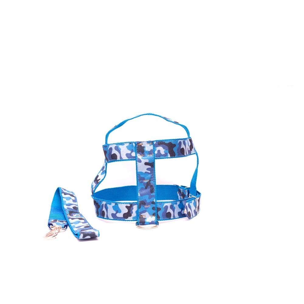 Kit Guia peitoral 40mm  xadrez azul tamanho 9  63cm a 84cm