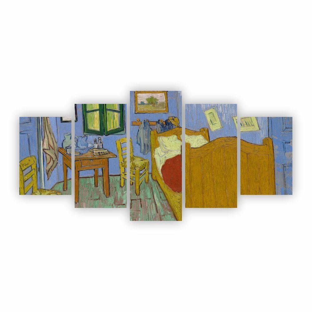 Kit 5 Quadros O Quarto Van Gogh Arte Canvas 200X100Cm