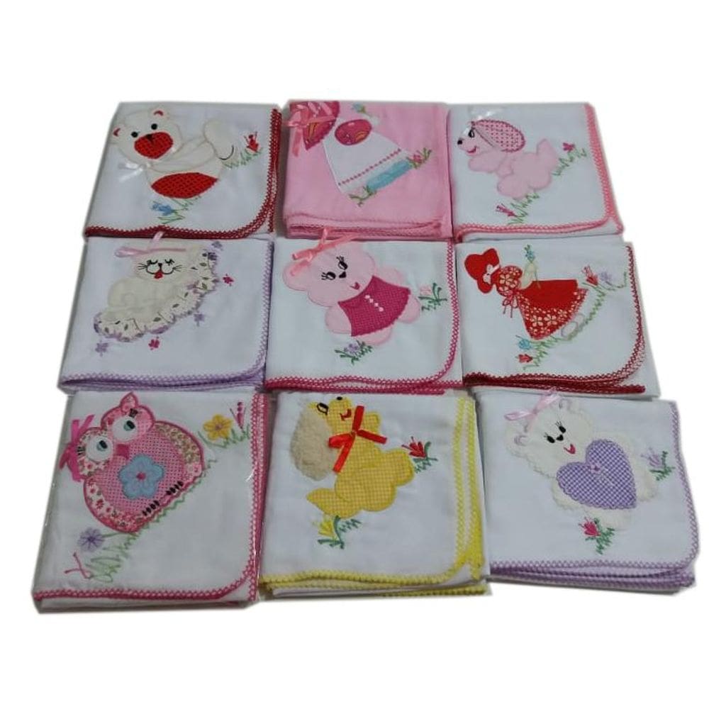 Kit 9 fraldas 8 cueiro 2 travesseiro 6 babador para menina