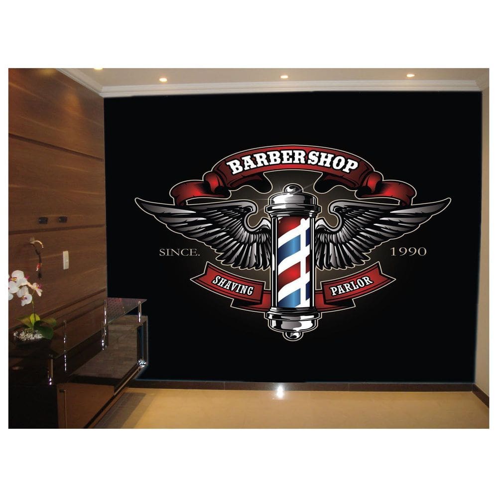 Papel De Parede Barbearia Retrô Barber Pole 3D Brb10