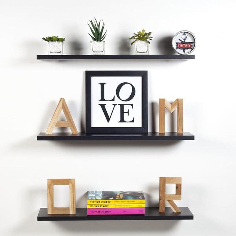 Kit 3 Prateleiras 50X25 Flutuantes Mdf 15Mm Branco Decoração