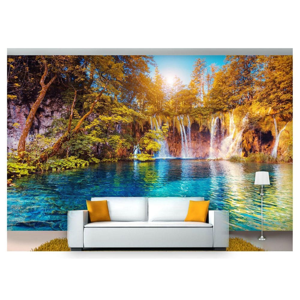 Papel De Parede Cachoeira Natureza Céu Sol 3D 6M² Nch165