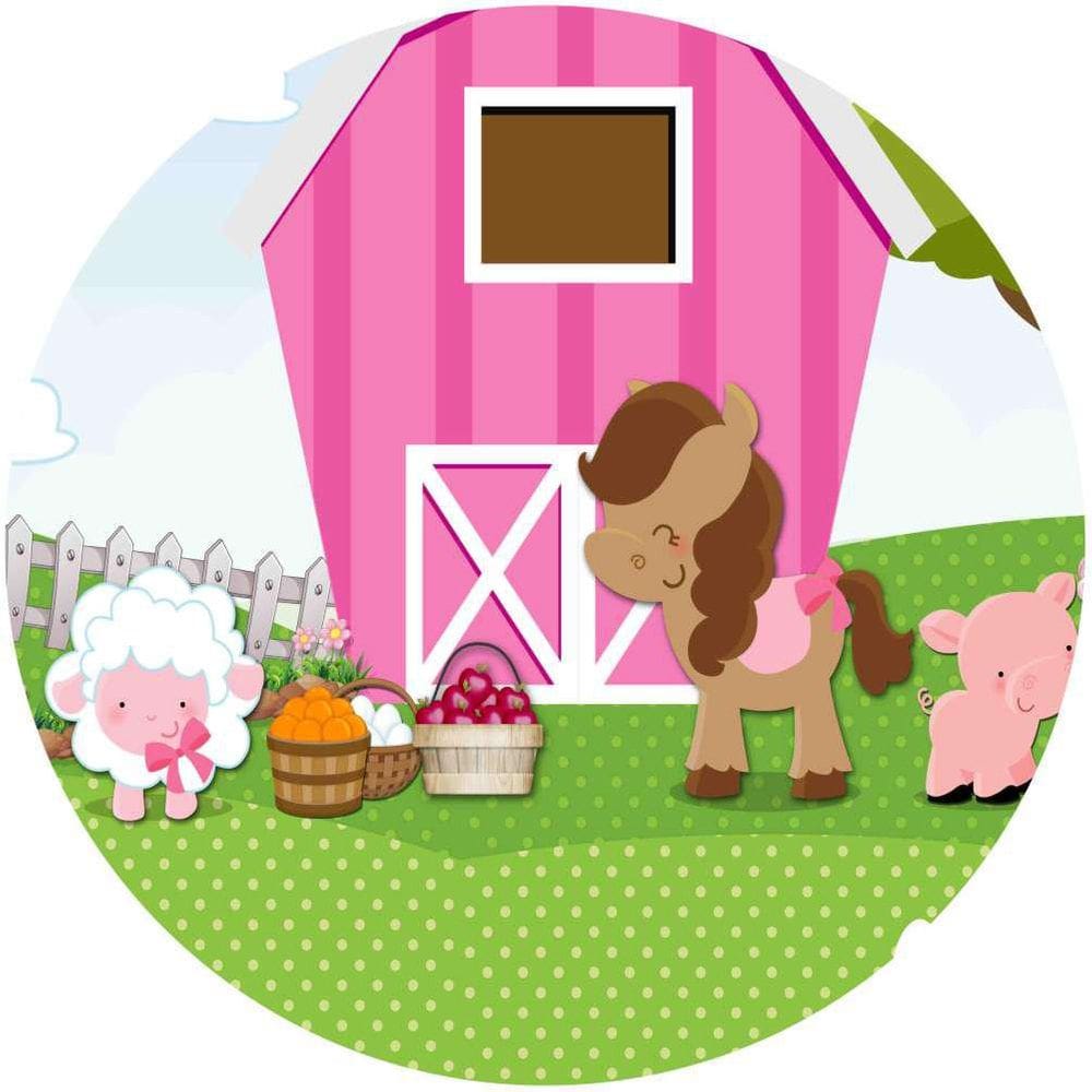 Painel Redondo De Festa Fazendinha 150X150 - Faz03