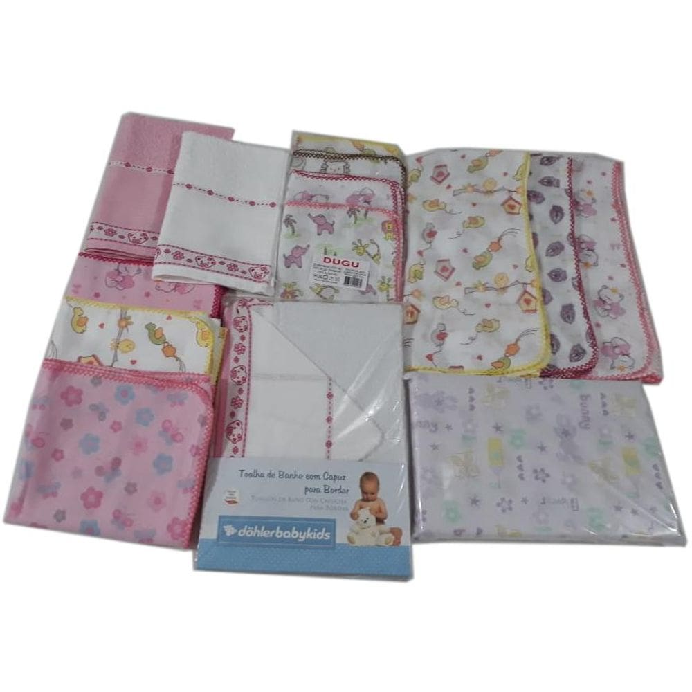 Kit lavabos cueiros toalhas fraldas travesseiro 	Menina