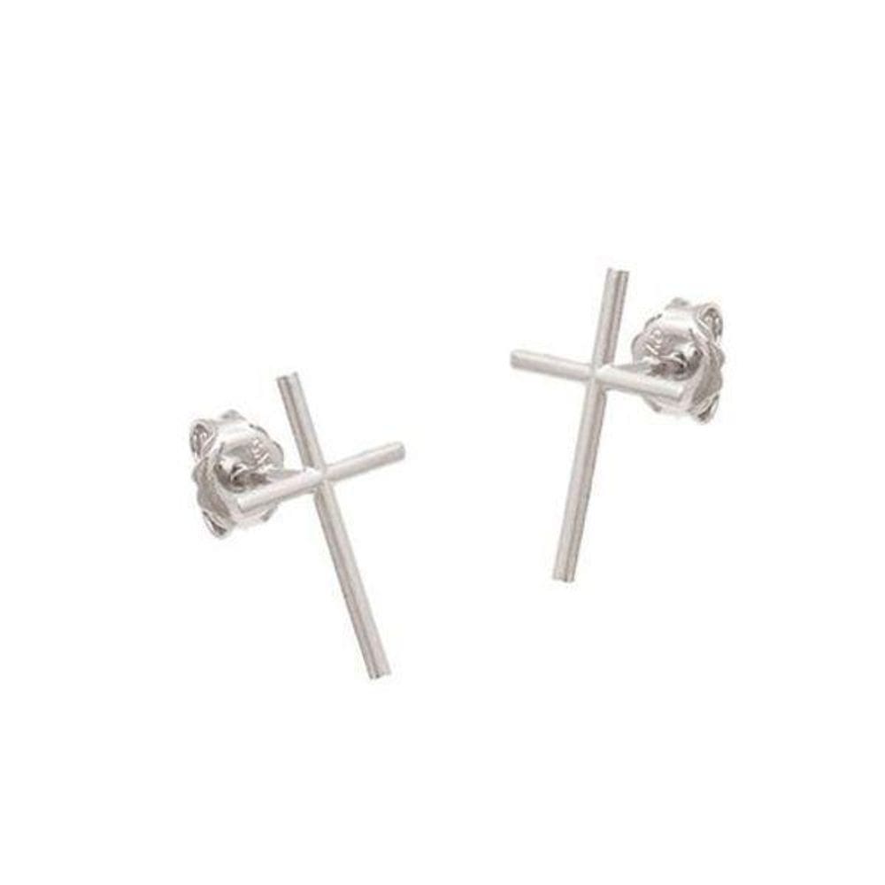 Brinco Prata CRUZ 0.8g 1cm x 0.7cm com Embalagem