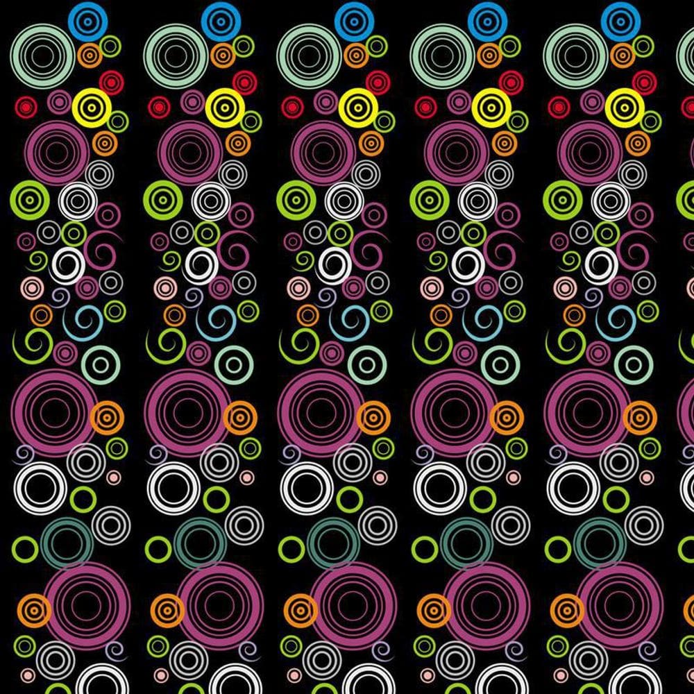 Papel Parede Circulos Colorido Com Preto Adesivo Sala Quarto