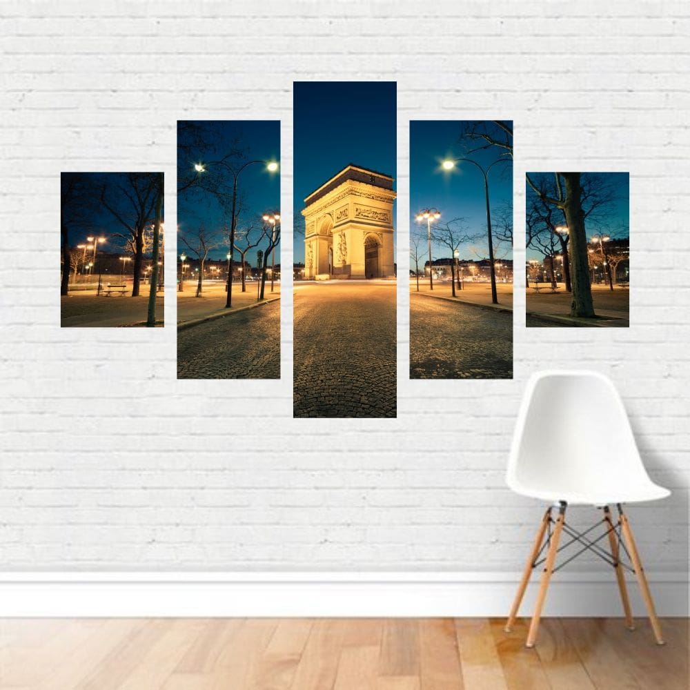 Quadro Cidades Arco do Triunfo Iluminado Paris França Canvas