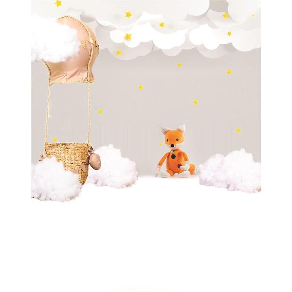 Fundo Fotográfico Newborn Em Tecido Balão Nas Nuvens 2,20M