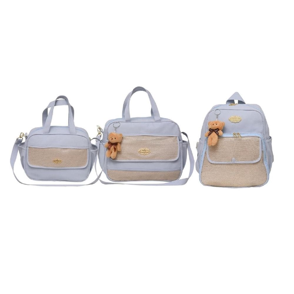 Kit Bolsas Bebê Maternidade 3 Peças Fun Azul Claro