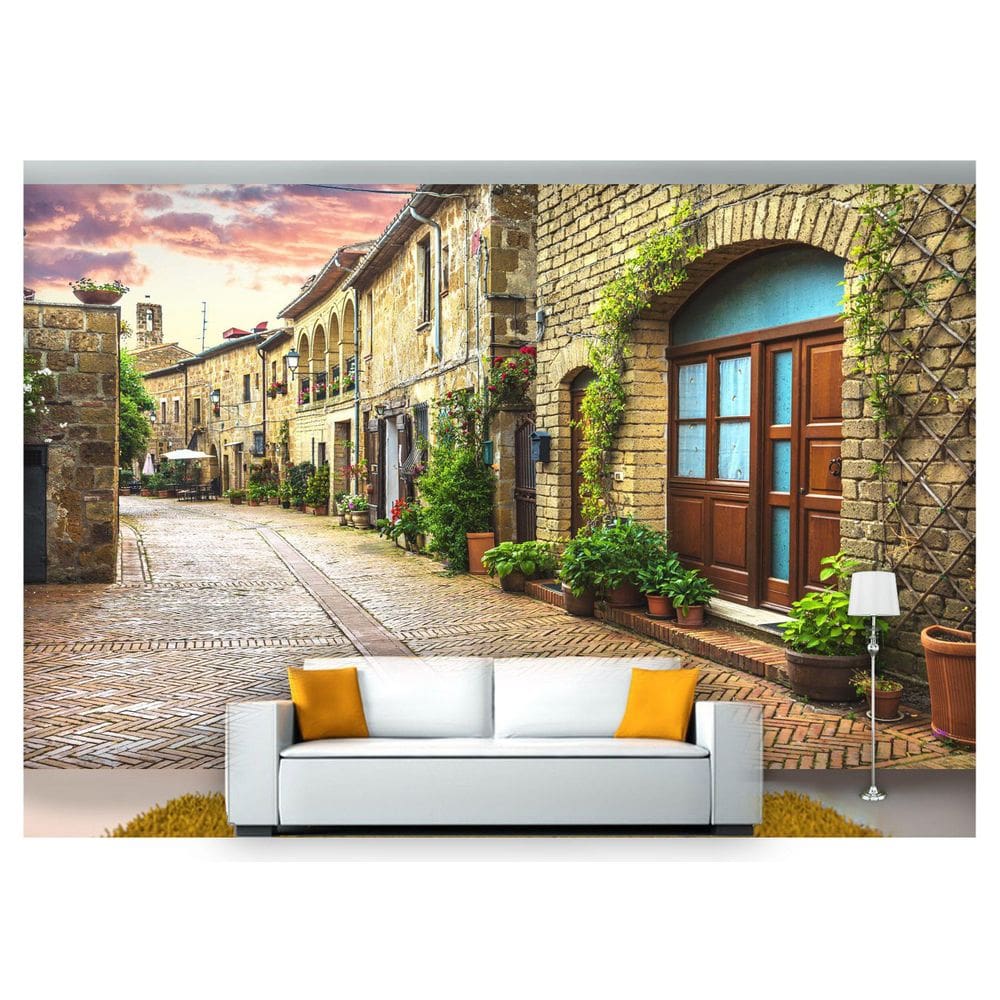Papel De Parede Cidade Antiga Rua Européia 3D Cda38