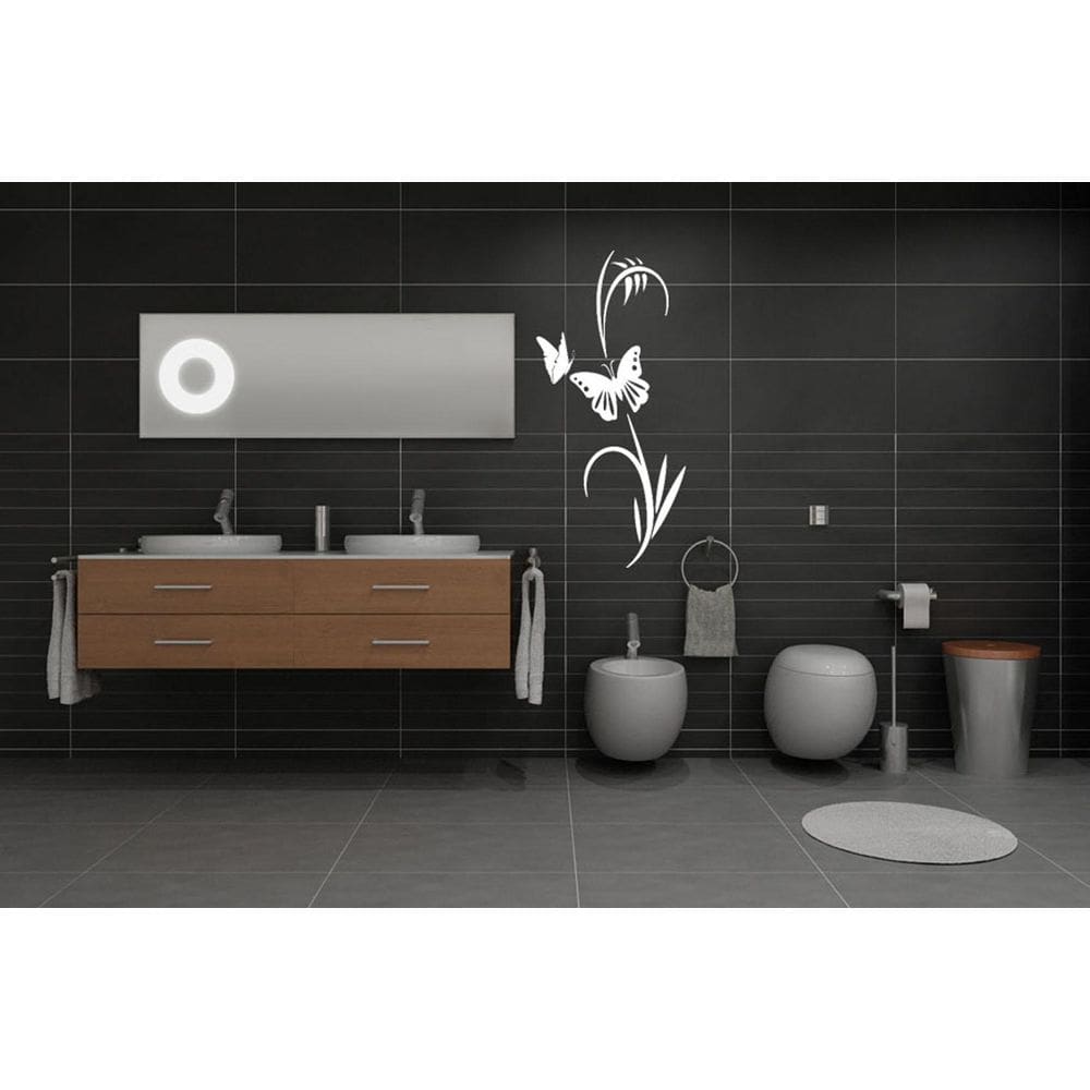 Adesivo Decorativo De Parede Floral Planta Com Borboleta
