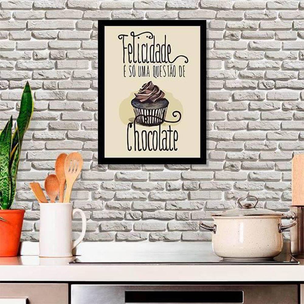 Quadro Felicidade É Só Uma Questão Chocolate 34X23Cm